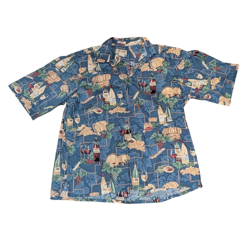 Reyn Spooner Wine Print Button-Up Shirt Size Large 100% Cotton - Picture 2 of 7